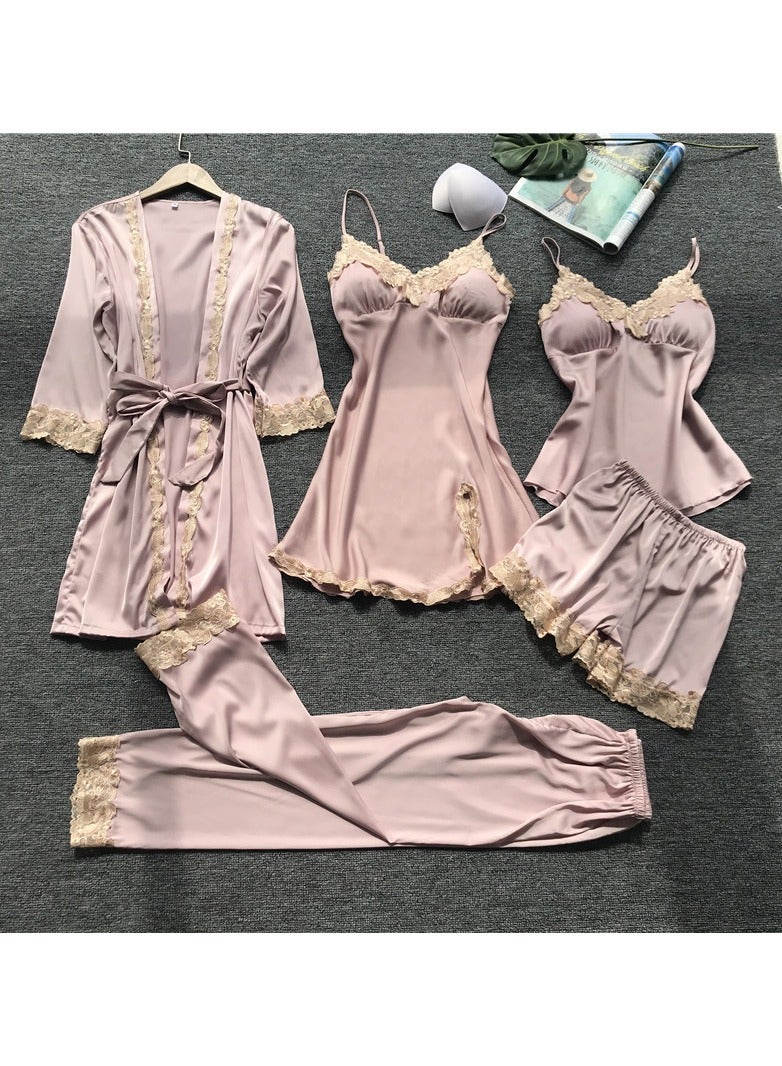 KUYING Summer Five Piece Set With Padded Pajamas In Thin Style