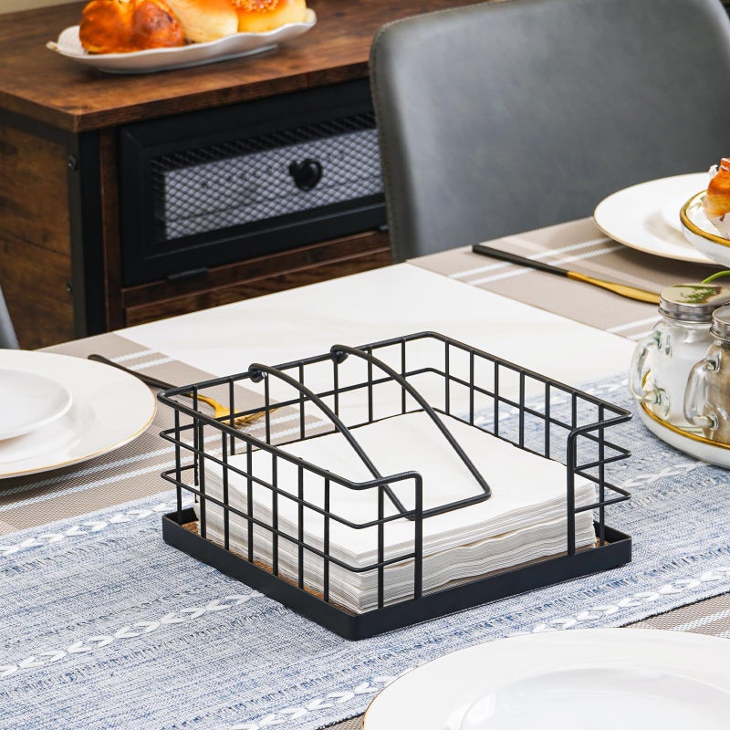 Honiter Napkin Holder for Table, Farmhouse Napkins Holder with Weighted Arm, Wood Napkin Holders for Kitchen, Flat Napkin Dispenser for Countertop, Dining Room, Rustic Brown - Image 3