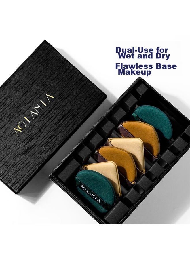 Aolanla Air Cushion Powder Puff Set With 6 Puffs And Cleansing Solution, Dual-use For Dry And Wet Foundation Application, Makeup Sponge Puff, Resistant To Powder Buildup - Image 1