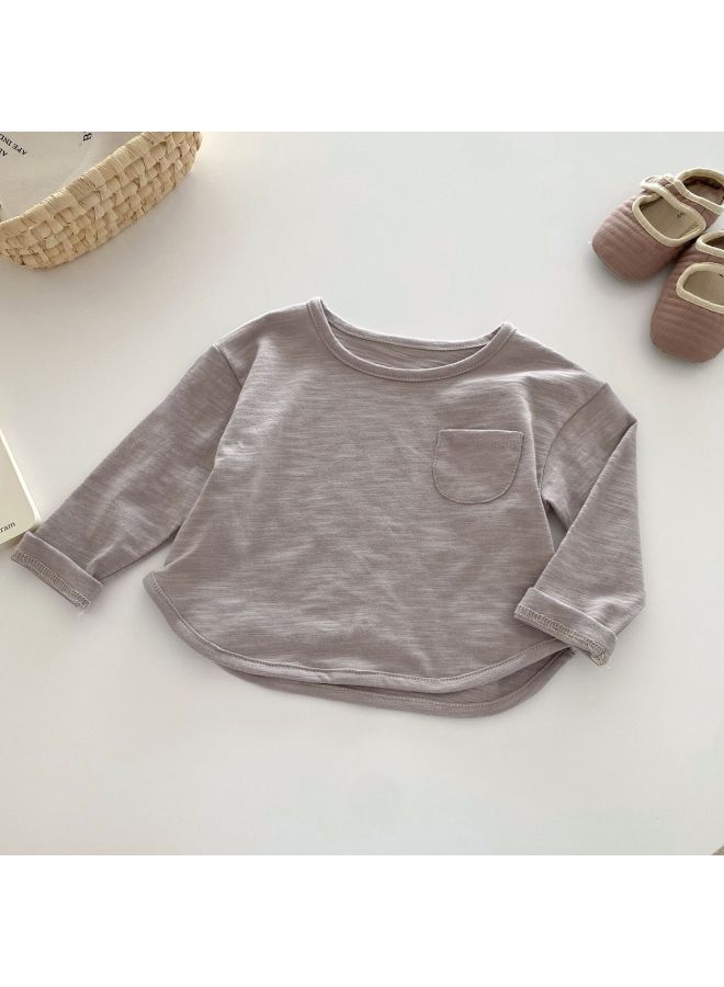 Children's Bamboo Cotton T-shirt 0-5 Years Old Autumn South Korea Children's Clothing Boys Solid Color Base Shirt Baby Autumn Fashion By226