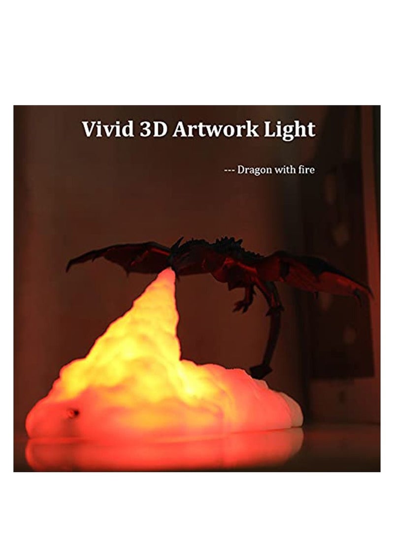 Y&D 3D Dragon Night Light Kids Gift for Boys and Girls on Birthday Holiday LED Warm Decorative Lights (Fire Dragon) - Image 5