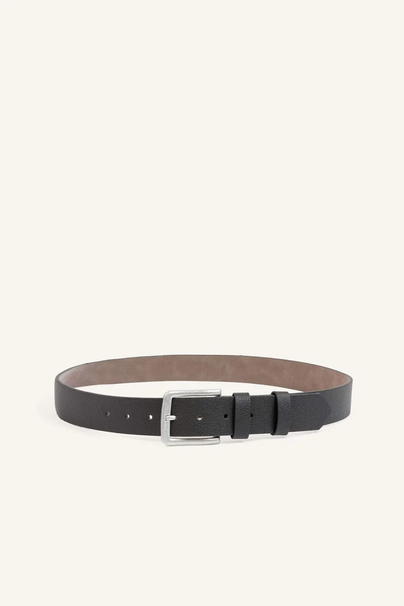 Man Rectangle Clasp Faux Leather Classic Belt