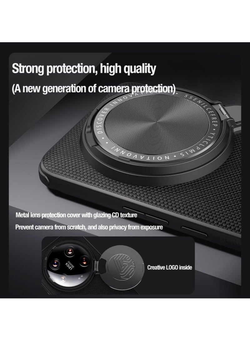 general Xiaomi Mi 14 Ultra Magnetic Case Textured Prop Nylon Fiber Magnetic Case for Mi 14 Ultra Cover with Camera Stand - Image 3