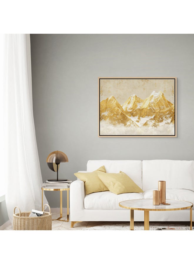 Art Decor Framed Canvas Wall Art of Abstract Gold and White Mountain Landscape Print Wall Decor for Home Office Living Room Bedroom Gifting - Image 3
