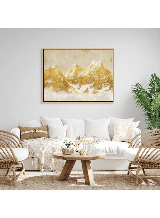 Art Decor Framed Canvas Wall Art of Abstract Gold and White Mountain Landscape Print Wall Decor for Home Office Living Room Bedroom Gifting - Image 2