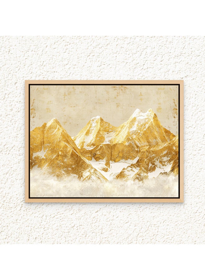 Art Decor Framed Canvas Wall Art of Abstract Gold and White Mountain Landscape Print Wall Decor for Home Office Living Room Bedroom Gifting - Image 1
