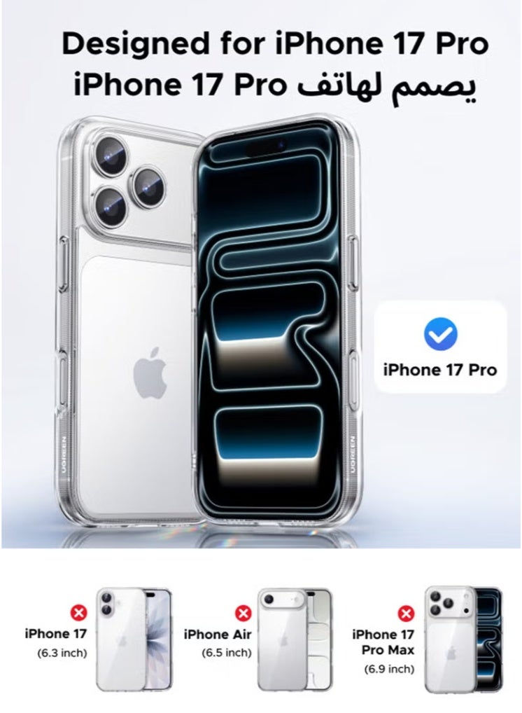 جراب حماية كامل التغطية لهاتف iPhone 17 Pro، وسادة هوائية سميكة لحماية من السقوط من ارتفاع 10 أمتار، يؤخر الاصفرار، مقاوم للتآكل، ومقاوم للخدش، ومقاوم لبصمات الأصابع. - Image 3