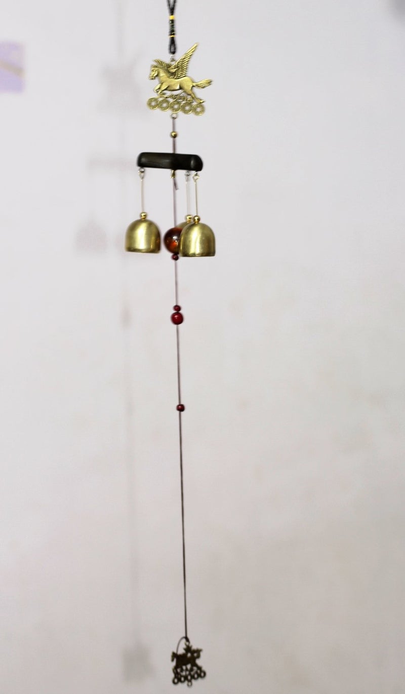 Lilone 3 Bells Feng Shui Positive Energy Horse Wind Chimes for Home Decoration (Metal) - Image 4