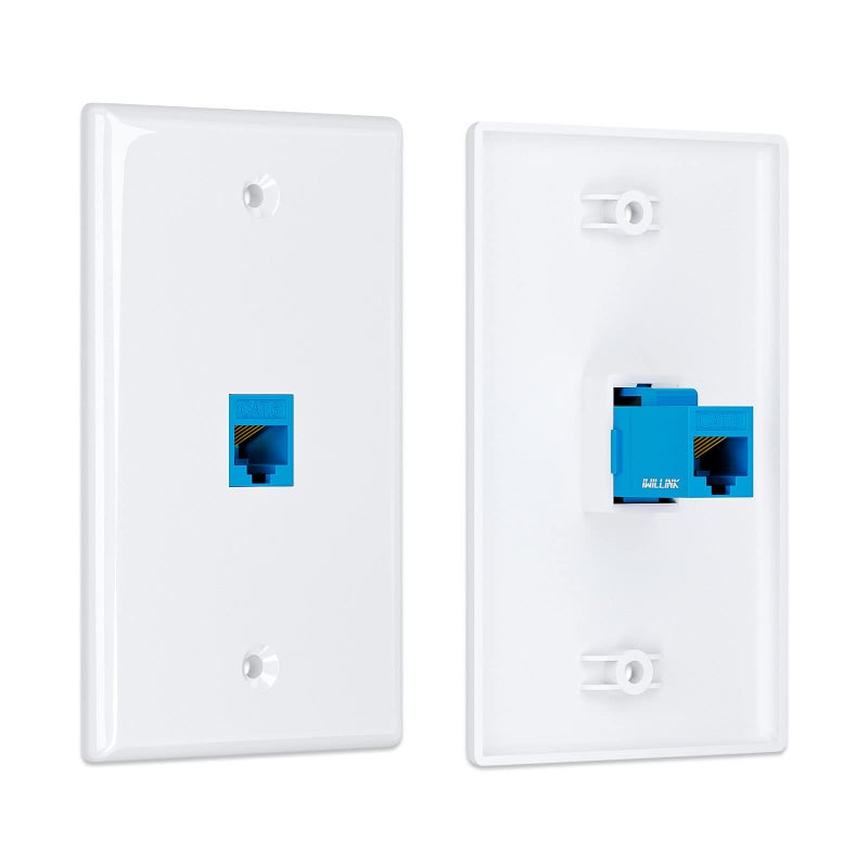 iwillink (2-Pack) Ethernet Wall Plate, 1-Port Keystone Jack Wall Plate with RJ45 Keystone Inline Coupler insert, Female to Female Cat6 Wall Plate, Blue - Image 4