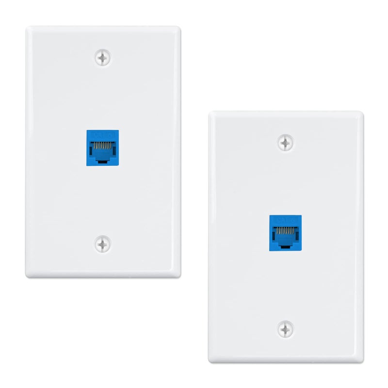 iwillink (2-Pack) Ethernet Wall Plate, 1-Port Keystone Jack Wall Plate with RJ45 Keystone Inline Coupler insert, Female to Female Cat6 Wall Plate, Blue - Image 1