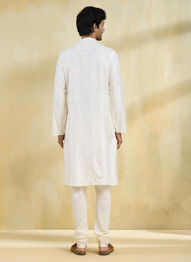 Fabindia Natural Viscose Blend Striped Slim Fit Long Kurta