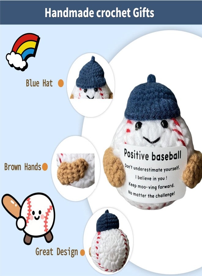 MaiTianna Emotional Support Crochet Baseball, Mini Funny Crochet Toy, Creative Cute Life Doll with Encouragement Card Emotional Support Gift for Sports Birthday Party Table Decoration - Image 2