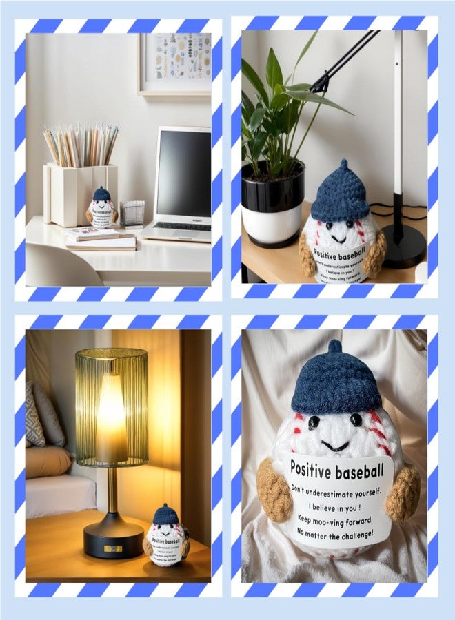 MaiTianna Emotional Support Crochet Baseball, Mini Funny Crochet Toy, Creative Cute Life Doll with Encouragement Card Emotional Support Gift for Sports Birthday Party Table Decoration - Image 4