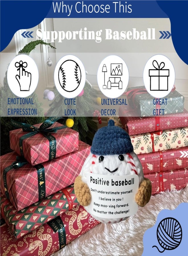 MaiTianna Emotional Support Crochet Baseball, Mini Funny Crochet Toy, Creative Cute Life Doll with Encouragement Card Emotional Support Gift for Sports Birthday Party Table Decoration - Image 5