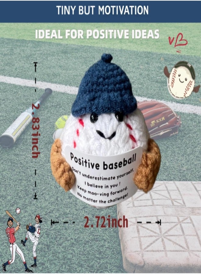 MaiTianna Emotional Support Crochet Baseball, Mini Funny Crochet Toy, Creative Cute Life Doll with Encouragement Card Emotional Support Gift for Sports Birthday Party Table Decoration - Image 3