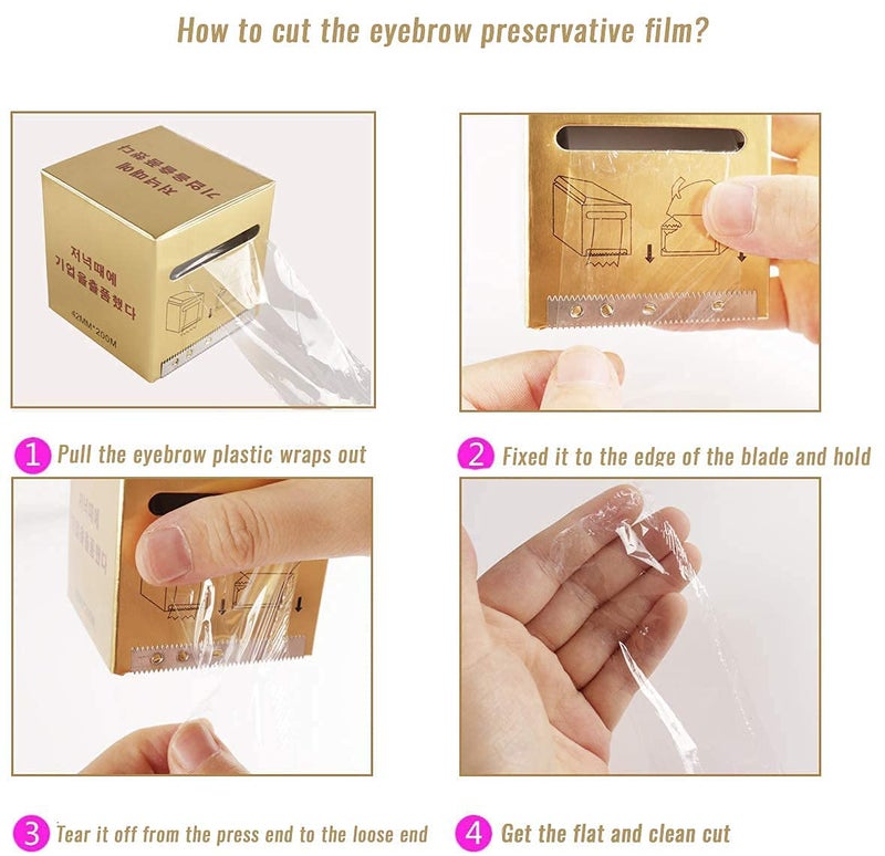 CICITOYWO Disposable Eyebrow Tattoo Plastic Wrap Preservative Saran Barrier Film Microblading Supplies Lips Permanent Make Up Cling Wrap Cover Tape Roll Transparent 2 PCS - Image 3