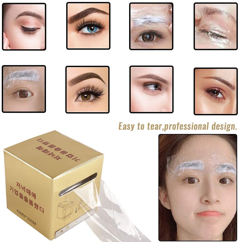 CICITOYWO Disposable Eyebrow Tattoo Plastic Wrap Preservative Saran Barrier Film Microblading Supplies Lips Permanent Make Up Cling Wrap Cover Tape Roll Transparent 2 PCS - Image 5