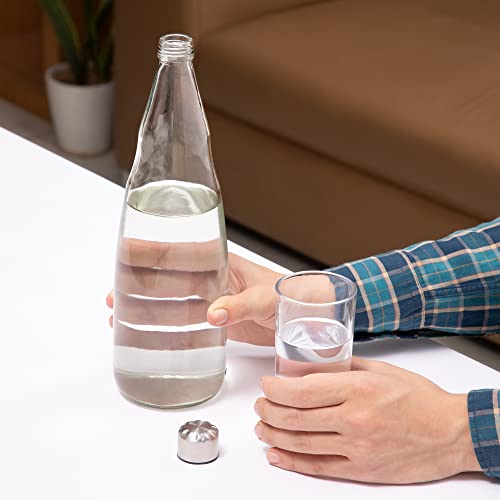 SAND DUNE Set of 3, 1000 ml Each Glass water bottle, with Leak-Proof Airtight Stainless-Steel Lid for Water, Smoothie, Juices - Reusable Travel Glass Drinking Fridge Bottles - Image 2