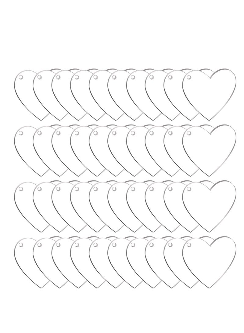 KASTWAVE 30 Pieces Acrylic Keychain Blanks Heart Clear Acrylic Blanks Shape Plain Acrylic and 30 Pieces Blank Key Chain Metal Key Rings for DIY Projects Crafts Valentine's Day Ornament - Image 1