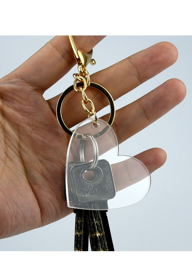 KASTWAVE 30 Pieces Acrylic Keychain Blanks Heart Clear Acrylic Blanks Shape Plain Acrylic and 30 Pieces Blank Key Chain Metal Key Rings for DIY Projects Crafts Valentine's Day Ornament - Image 3