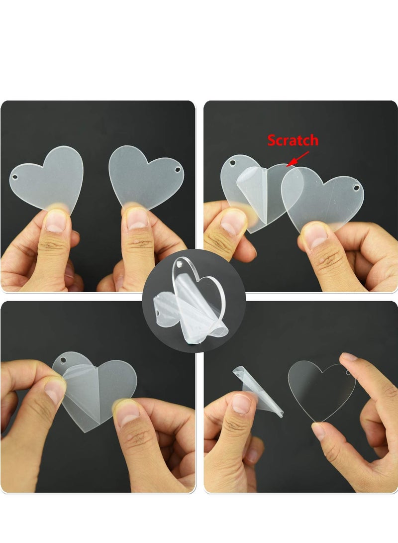 KASTWAVE 30 Pieces Acrylic Keychain Blanks Heart Clear Acrylic Blanks Shape Plain Acrylic and 30 Pieces Blank Key Chain Metal Key Rings for DIY Projects Crafts Valentine's Day Ornament - Image 2