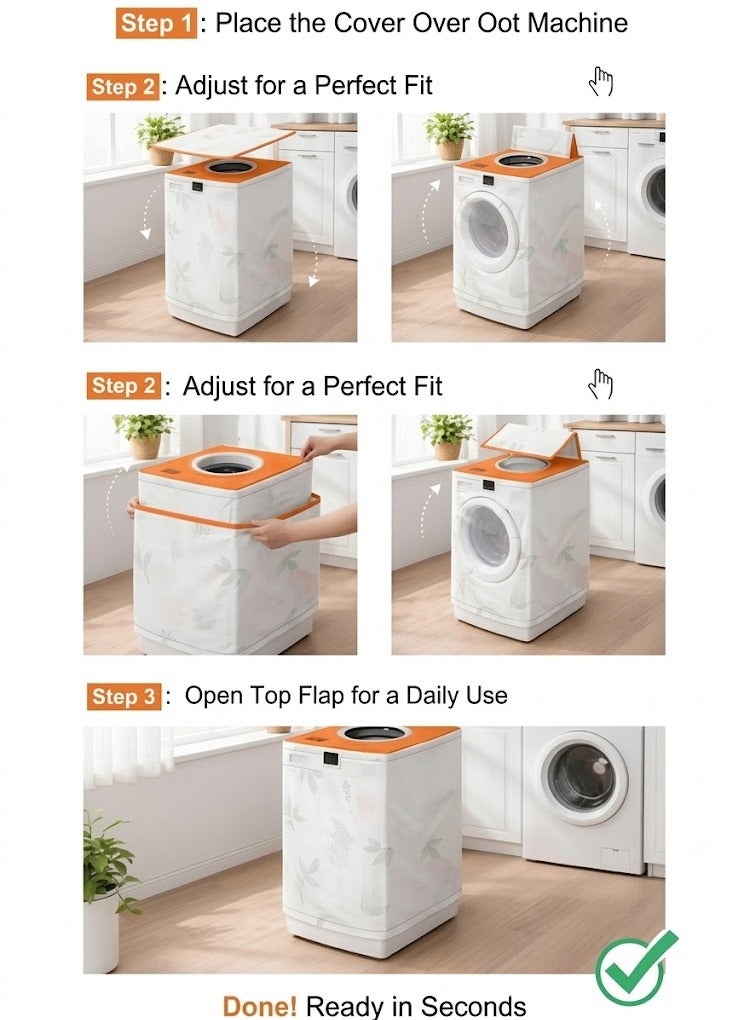 Lukadah Waterproof Washing Machine Cover for Top Load Machines – Dustproof Sunproof Heavy-Duty Laundry Protector for Pulsator, Washable Anti-Splash Easy-Clean Laundry Cover for Indoor & Outdoor - Image 4