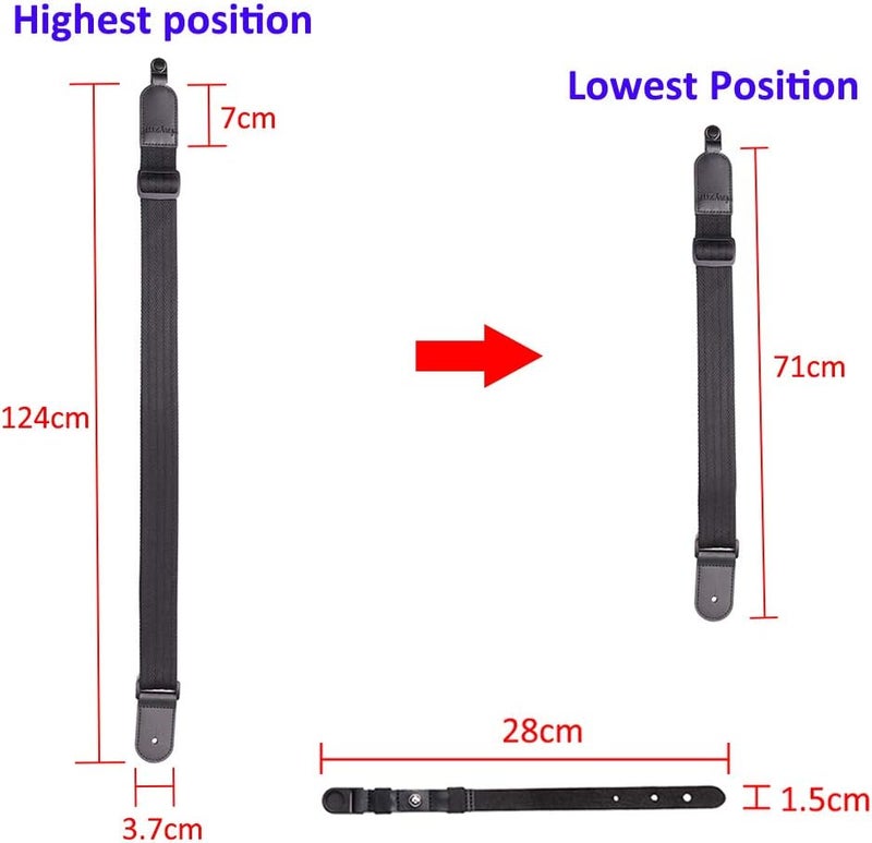 Rayzm Ukulele strap, soft non-slip nylon shoulder strap for ukulele or small guitar, adjustable length, metal tip included - Image 1