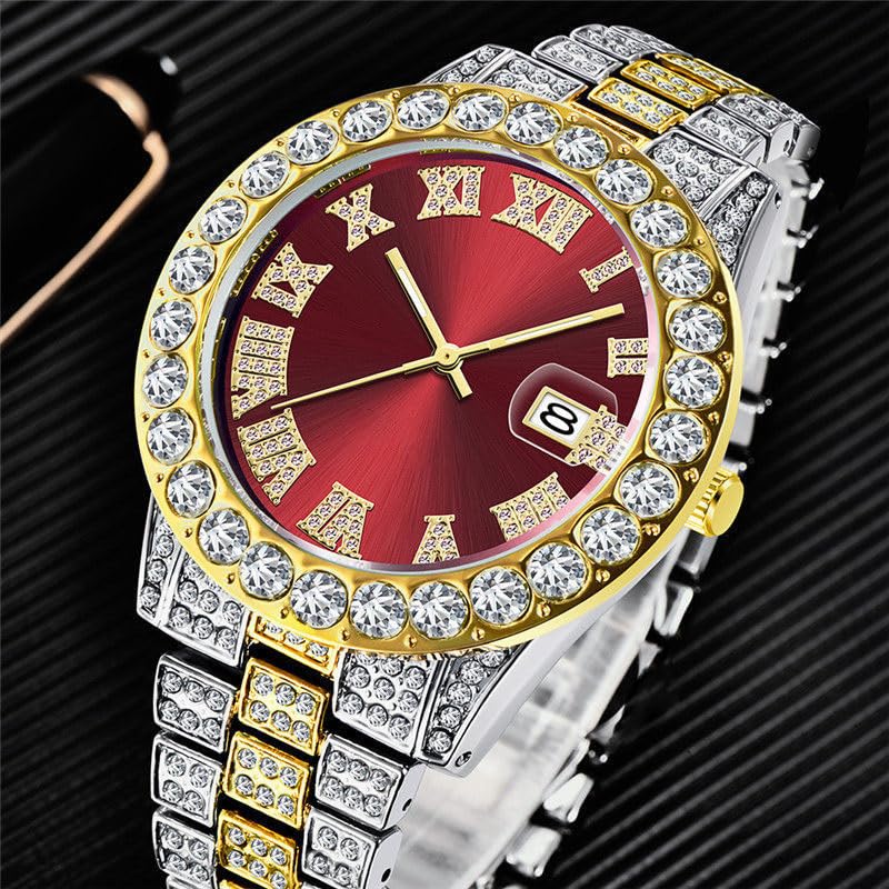 SENRUD Unisex Watch Fashion Crystal Diamond Watch Mens Womens Quartz Analog Watch Stainless Steel Big Face Wrist Watch - Image 5