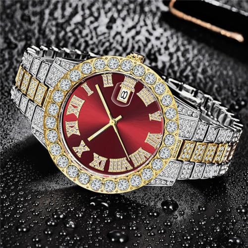 SENRUD Unisex Watch Fashion Crystal Diamond Watch Mens Womens Quartz Analog Watch Stainless Steel Big Face Wrist Watch - Image 3