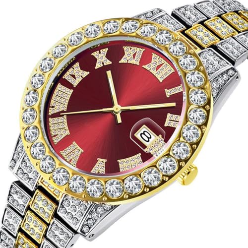 SENRUD Unisex Watch Fashion Crystal Diamond Watch Mens Womens Quartz Analog Watch Stainless Steel Big Face Wrist Watch - Image 2