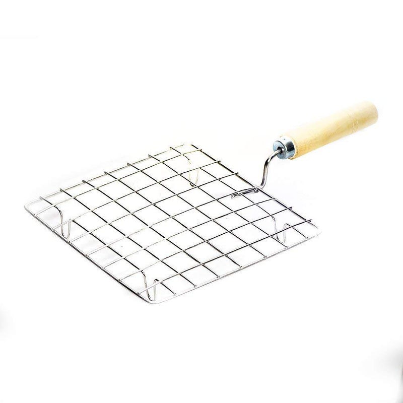Sell Net Retail Combo Pack of Chimta and Square Papad Chapati Roti Grill Jali with Wooden Handle 2 Pcs - Image 3