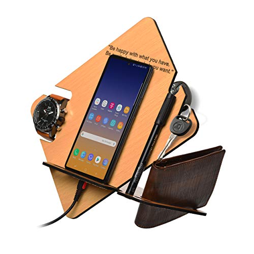PD Craftozone 8 in 1 - Desk Organizer Gift for every Men like Brother, Husband, Father, Uncle, on Birthday, Special Day Item including mobile charging docking station (19cm x 15cm x 15cm) (Wood) - Image 4