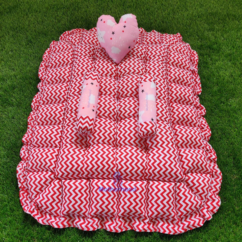 MOTHERHOOD MOTHERHOOD Rectangle Baby Tub Bed 3 pc Pillow Luxury Baby Mattress Bed Sleeper Bedding Set coSleeper Safe Cotton Fabric with RFilled Ultra Soft Comfortable for Newborn to Toddlers Pink - Image 4