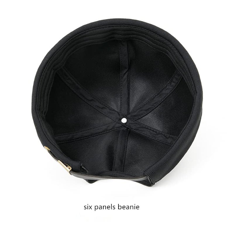 Teanea Unisex Faux Leather Docker Cap Brimless Leon Hat Skull Cap Beanie for Men Women, Black - Image 4