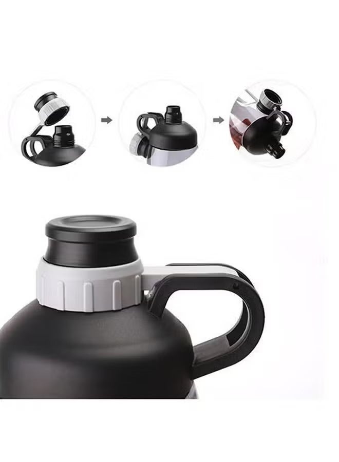 Outdoor Large Capacity Plastic Water Bottle Black - 2L/70oz Leak-Proof Sports Water Jug , BPA-Free, Durable for Hiking, Camping, Gym, Travel & Daily Use - Image 2