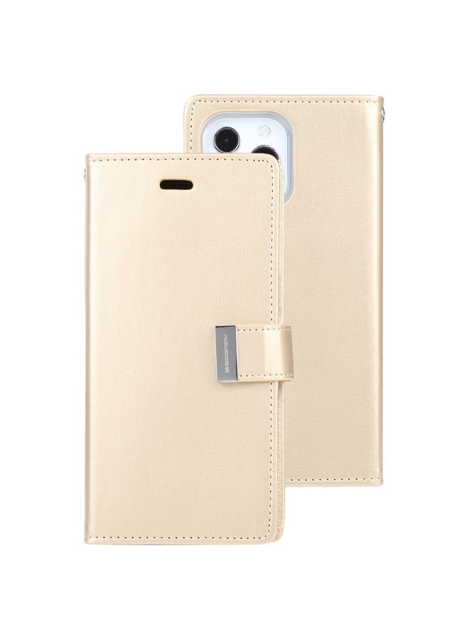 GOOSPERY Case For iPhone 14 Pro Max RICH DIARY Crazy Horse Texture Leather Case - Image 1