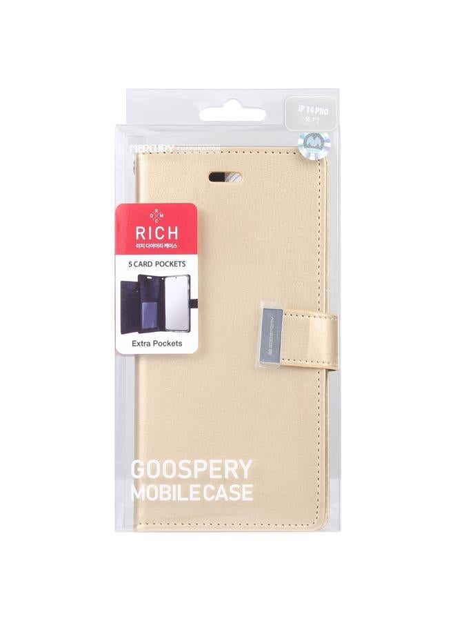 GOOSPERY Case For iPhone 14 Pro Max RICH DIARY Crazy Horse Texture Leather Case - Image 4