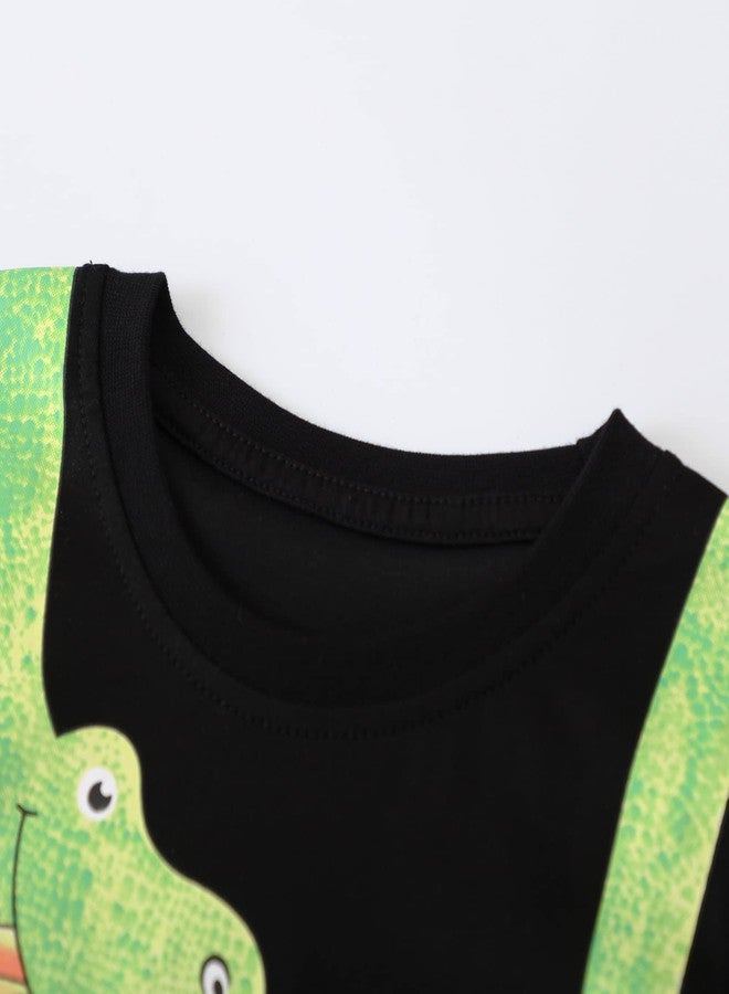 Frogwill Toddler Boys Summer Clothing Green Dinosaur Pizza Printed 2-pieces Outfits Shorts Set 3t, GreenDino - Image 4