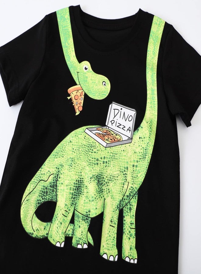 Frogwill Toddler Boys Summer Clothing Green Dinosaur Pizza Printed 2-pieces Outfits Shorts Set 3t, GreenDino - Image 3