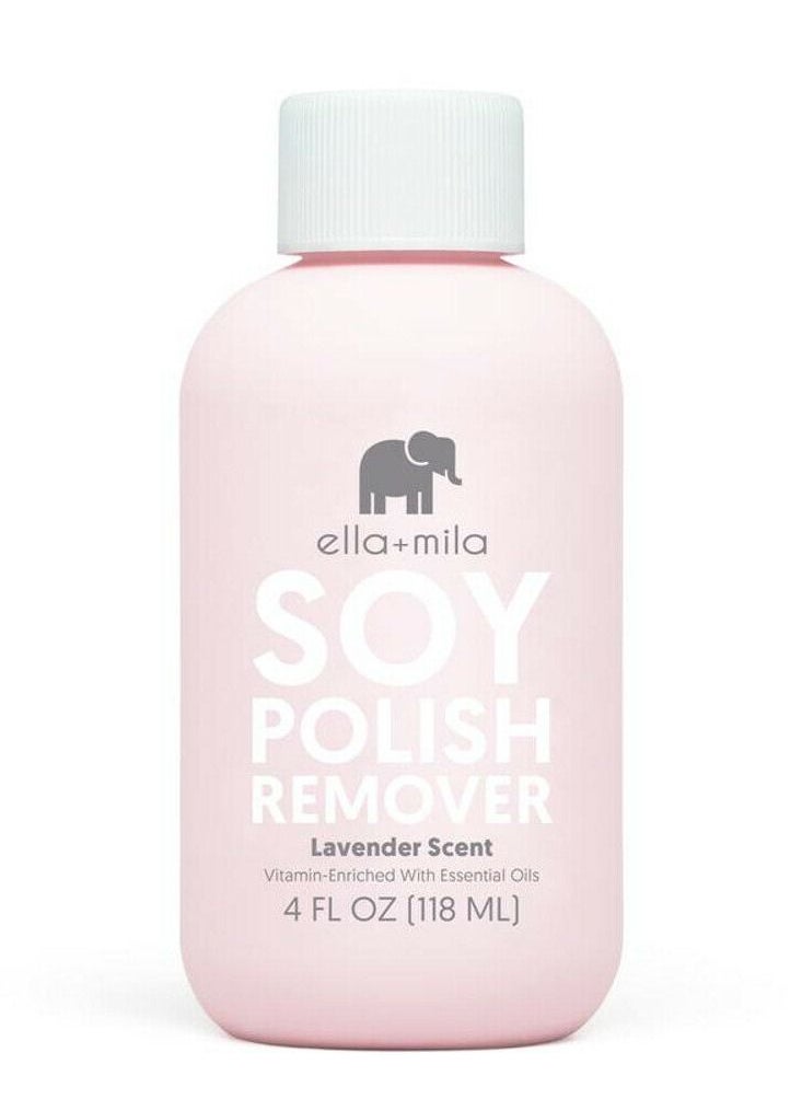 ella mila Soy nail polish remover acetone free lavender essential oil vitamin a and c and e oil 4 ounces 