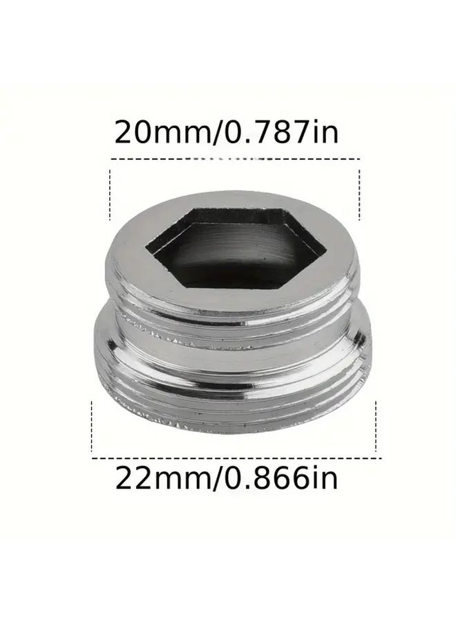 Kitchen Tap Water Saving Aerator Flow Regulator 20 22mm Inside Thread Silvery Metal Adaptor 1pc - Image 3