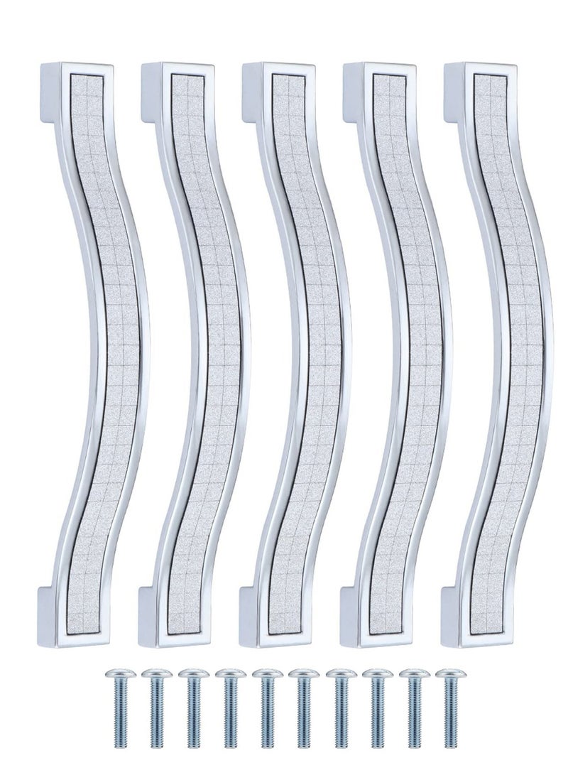 Excefore 5 Pack Rhinestone Crystal Drawer Knobs, Europe Style ZineAlloy Furniture Door Pull Handle for Dresser Cabinet Cupboard Kitchen Knobs, 128MM, Silver - Image 1