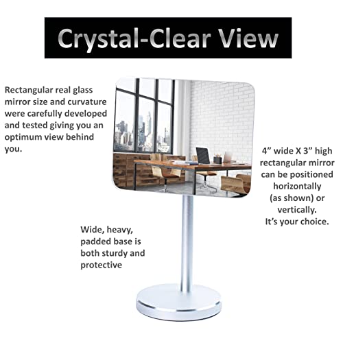 WatchYrBack Desk and Cubicle Mirror to See Behind You, Silver Stand with Detachable Wide Angle Real Glass Mirror, Small & Discrete, Beautiful Design, Perfect Curvature for an exceptionally Clear View - Image 4