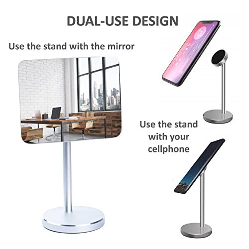 WatchYrBack Desk and Cubicle Mirror to See Behind You, Silver Stand with Detachable Wide Angle Real Glass Mirror, Small & Discrete, Beautiful Design, Perfect Curvature for an exceptionally Clear View - Image 3