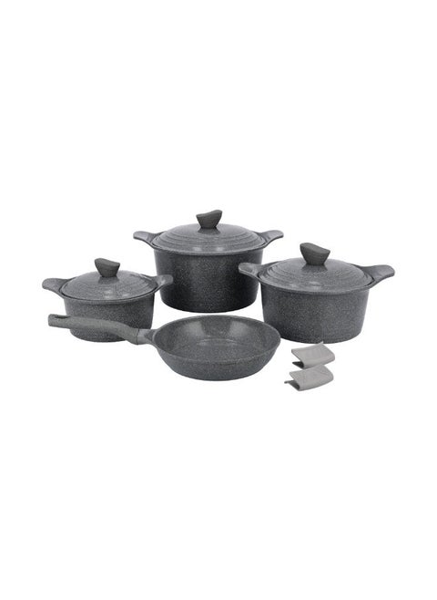 7 Pcs Ceramic Granite Cookware Set Grey Marble