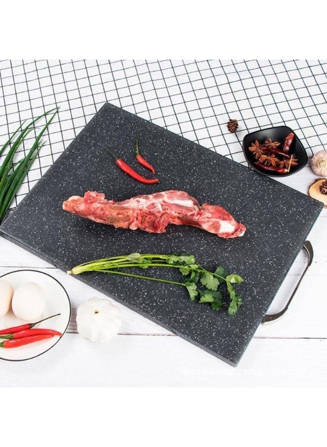 Happy Home Plastic Cutting Board with Stainless Handle 28 x 28 cm Granite Look Mimicking Non-Slip Scratch Resistant Easy to Clean Cutting Board for Meat, Vegetables, Cheese, Fruits, Bread, Baked Goods - Black - Image 3