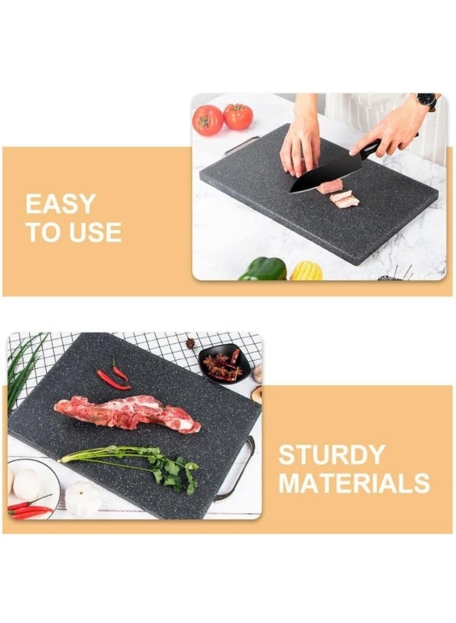 Happy Home Plastic Cutting Board with Stainless Handle 28 x 28 cm Granite Look Mimicking Non-Slip Scratch Resistant Easy to Clean Cutting Board for Meat, Vegetables, Cheese, Fruits, Bread, Baked Goods - Black - Image 5