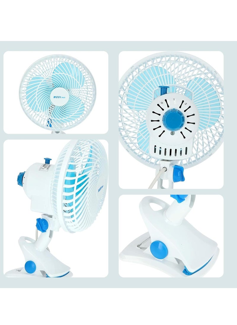 180° Mini Clip Fan MODI - 6 Inch Portable Desktop Electric Fan with Sturdy Clip and Quiet Operation