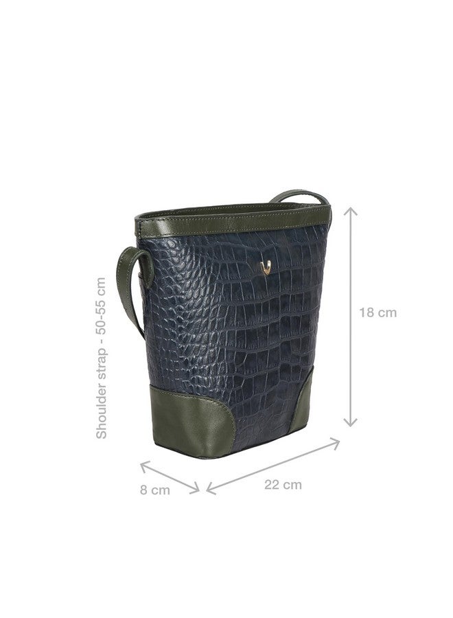 Hidesign Womens Leather Sling Bag- M Blue Emer - Image 2