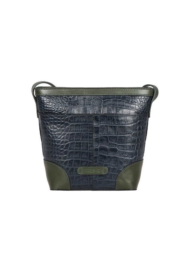 Hidesign Womens Leather Sling Bag- M Blue Emer - Image 3